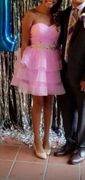 Women Holiday Strapless Rhinestones Sexy Lilac Homecoming Party Prom Dress Sz M - Picture 2 of 4